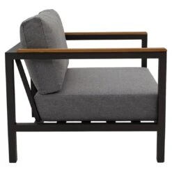 LC Garden Sondrino Loungesessel Aluminium/Polyester/Teak-Armlehnen Anthrazit/Off-White-Schwarz -Gartenmöbel Geschäft lc garden sondrino loungesessel aluminium polyester teak armlehnen 1434491 3