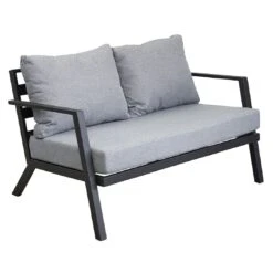 LC Garden Sondrino Loungeset 4-tlg. Mit Tisch 100x60 Cm Schwarz Matt/Beton -Gartenmöbel Geschäft lc garden sondrino loungeset 4 tlg mit tisch 100x60 cm 1433600 4