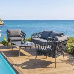 LifestyleGarden Ipanema Gartensofa Teak/Rope/Olefin Dunkelgrau -Gartenmöbel Geschäft lifestylegarden ipanema 2 siterzsofa teak rope olefin dunkelgrau 1203766 3