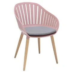 LifestyleGarden Nassau Gartensessel Eukalyptus/Kunststoff Inkl. Sitzkissen Teaklook/Pfingstrose