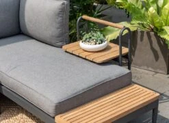 LifestyleGarden Topaz Beistelltisch 52x37,5cm Aluminium/Teakholz Magnesium Grau/Teak -Gartenmöbel Geschäft lifestylegarden topaz beistelltisch 52x37 5cm aluminium teakholz 1440640 3