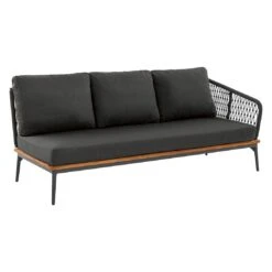 Niehoff Freeport Eck-/Endmodul Aluminium/Teak/Rope Anthrazit/Natur