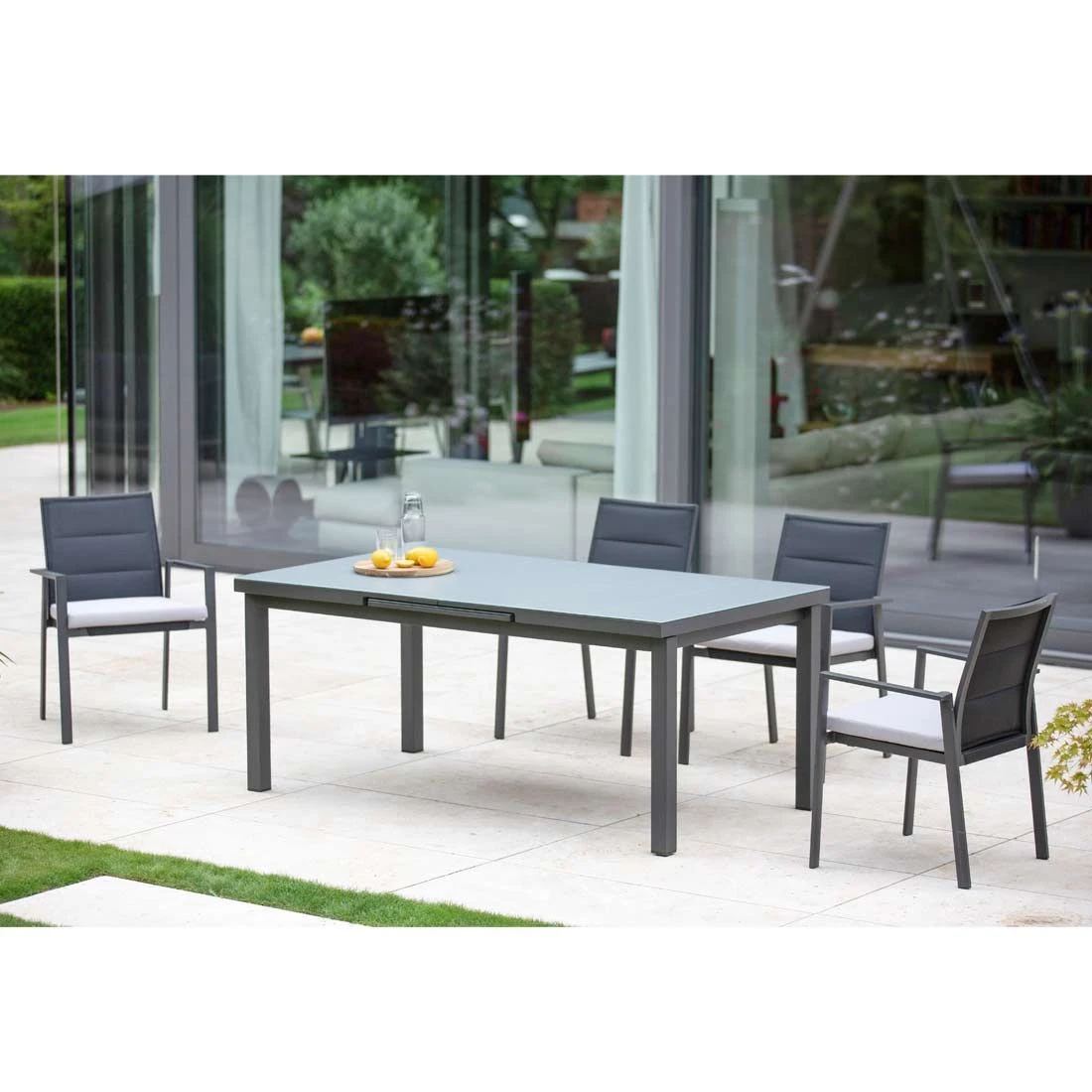 Niehoff Nancer Gartenmöbelset 5-tlg. + Tisch 180/240x100cm Anthrazit 4 Niehoff Nancer Gartenmöbelset 5-tlg. + Tisch 180/240x100cm Anthrazit – Bild 2