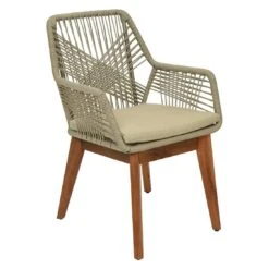 Outdoor Living Seville Diningsessel Akazie/Rope Inkl. Kissen Beige/Braun