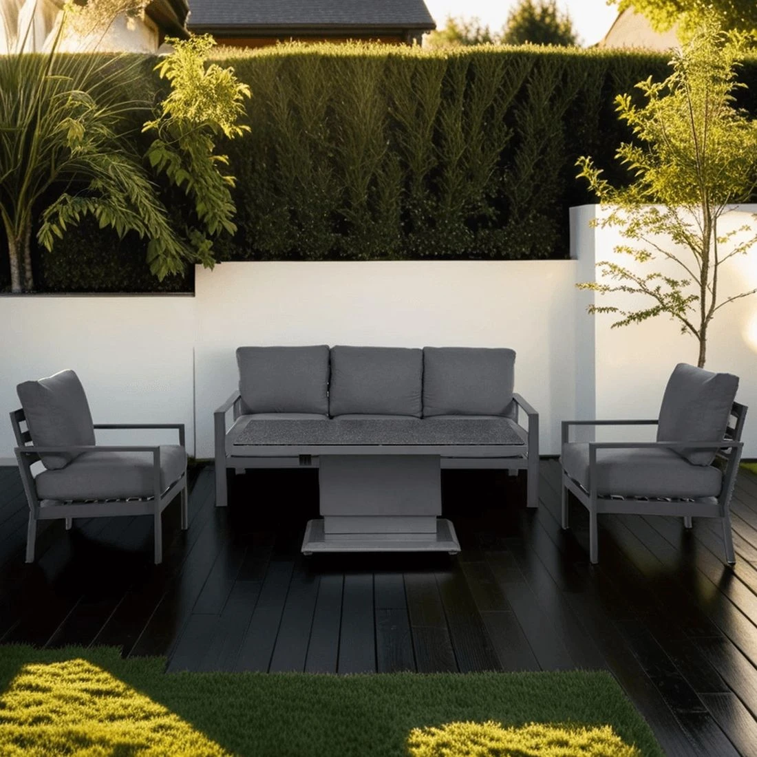 OUTLIV. Atlanta Loungeset 4-tlg. Aluminium/Polyester Anthrazit/Grau