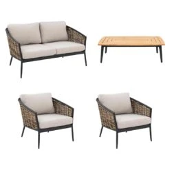OUTLIV. Falun Loungeset 4-tlg. Aluminium/Rope Anthrazit/Mixed Brown/Ivory -Gartenmöbel Geschäft outliv falun sofagruppe 4 tlg aluminium rope 1342762 3