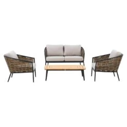 OUTLIV. Falun Loungeset 4-tlg. Aluminium/Rope Anthrazit/Mixed Brown/Ivory -Gartenmöbel Geschäft outliv falun sofagruppe 4 tlg aluminium rope 1342762 4