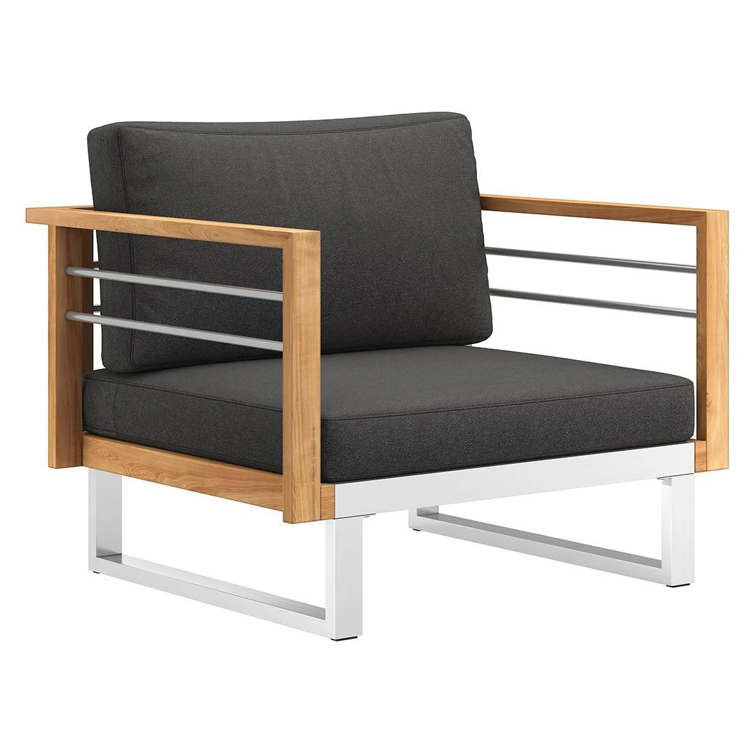 OUTLIV. Hawaii Loungesessel Edelstahl/Teak/Polster Dunkelgrau 4 OUTLIV. Hawaii Loungesessel Edelstahl/Teak/Polster Dunkelgrau – Bild 2