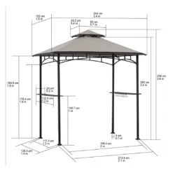 OUTLIV. Gartenpavillon 152x244cm Stahl/Stoff Schwarz/Grau -Gartenmöbel Geschäft outliv pavillon 152x244cm stahl stoff 1396640 4
