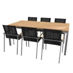 OUTLIV. Rimini Gartenmöbelset 7-tlg. Tisch 200x100cm Edelstahl/Schwarz -Gartenmöbel Geschäft outliv rimini ii gartenmobelset 8tlg stapel tisch 200cm edelstahl schwarz 1176585 3