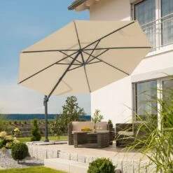 Schneider® Schneider Rhodos Grande Ampelschirm Ø400cm Anthrazit/Natur -Gartenmöbel Geschäft schneider rhodos grande ampelschirm o400cm anthrazit natur 1266796 2