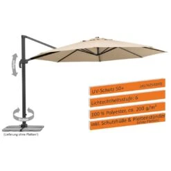 Schneider® Schneider Rhodos Grande Ampelschirm Ø400cm Anthrazit/Natur -Gartenmöbel Geschäft schneider rhodos grande ampelschirm o400cm anthrazit natur 1266796 5