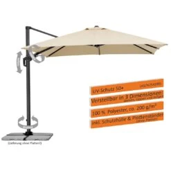 Schneider® Schneider Rhodos Twist Ampelschirm 300x300cm Natur -Gartenmöbel Geschäft schneider rhodos twist ampelschirm 300x300cm natur 1266763 5