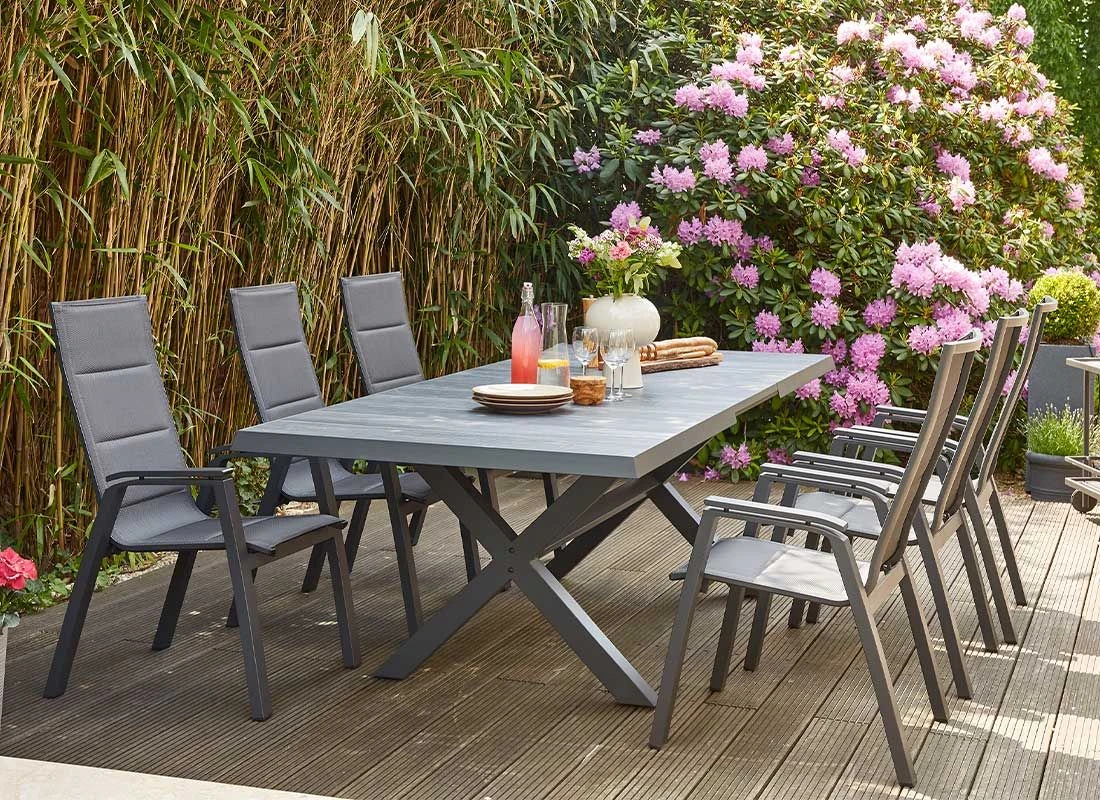 Siena Garden Milano Stapelsessel Aluminium/Ranotex®-Gewebe Matt Anthrazit/Grau 4 Siena Garden Milano Stapelsessel Aluminium/Ranotex®-Gewebe Matt Anthrazit/Grau – Bild 2