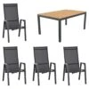 Siena Garden Savona Move Gartenmöbelset 5-tlg.+Tisch 150/210x90 Cm Anthrazit/Schwarz-Silber