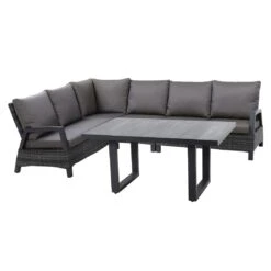 Siena Garden Taranto Dininglounge 5-tlg. Aluminium/Gardino®-Geflecht Matt Anthrazit/Blau-Grau