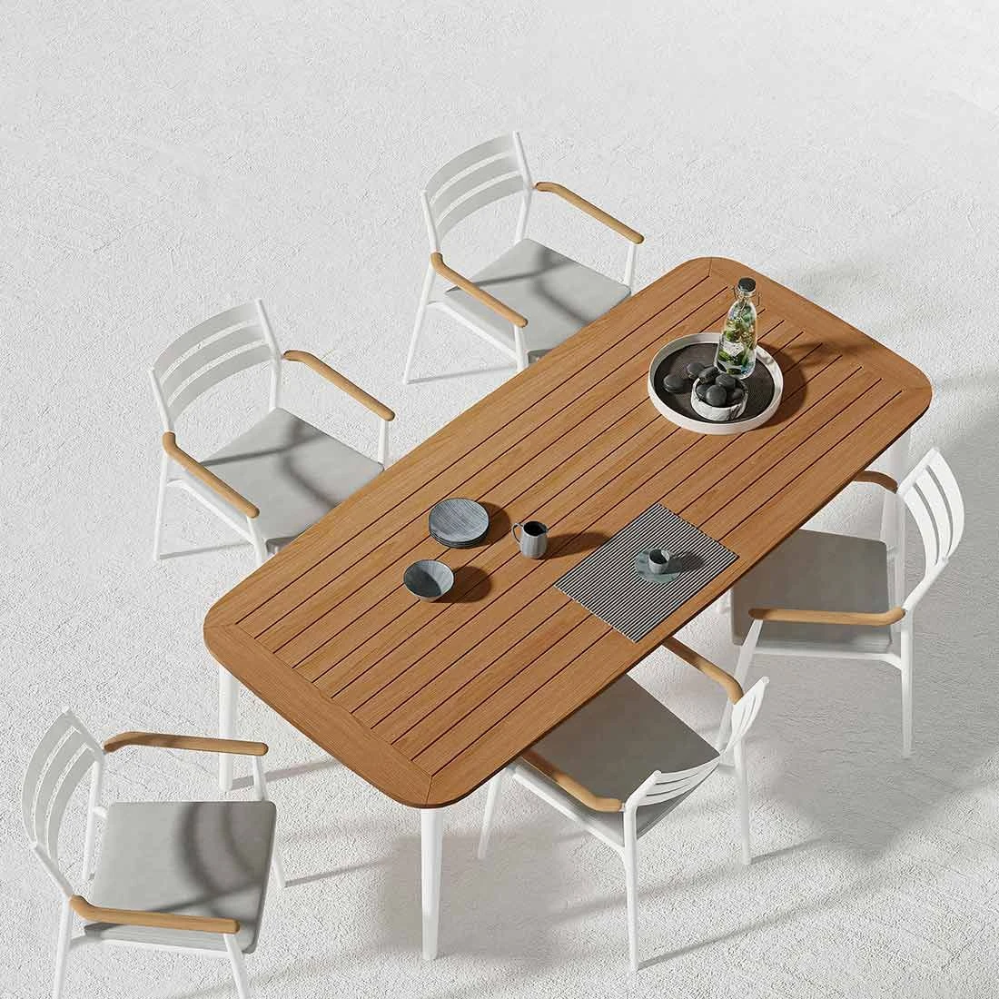 Solpuri Charlie Gartentisch 170x100 Cm Aluminium/Teak White/Natur 7 Solpuri Charlie Gartentisch 170x100 Cm Aluminium/Teak White/Natur – Bild 5