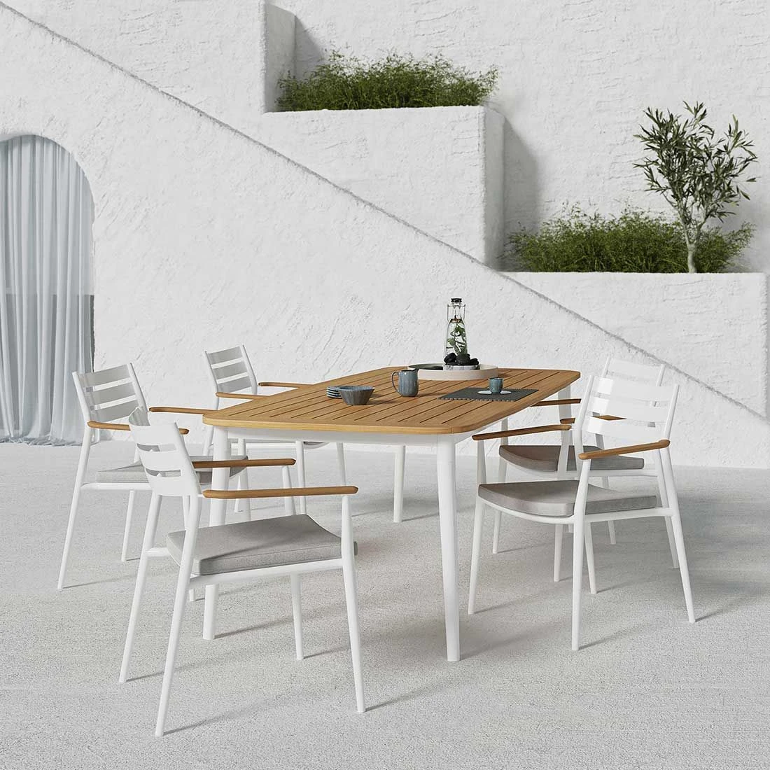 Solpuri Charlie Gartentisch 170x100 Cm Aluminium/Teak White/Natur 9 Solpuri Charlie Gartentisch 170x100 Cm Aluminium/Teak White/Natur – Bild 7