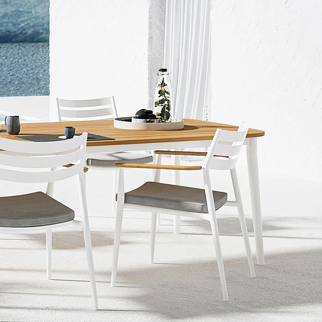 Solpuri Charlie Gartentisch 170x100 Cm Aluminium/Teak White/Natur 10 Solpuri Charlie Gartentisch 170x100 Cm Aluminium/Teak White/Natur – Bild 8