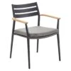 Solpuri Pia Stapelsessel Aluminium/Teak Inkl. Kissen Anthrazit/Natur