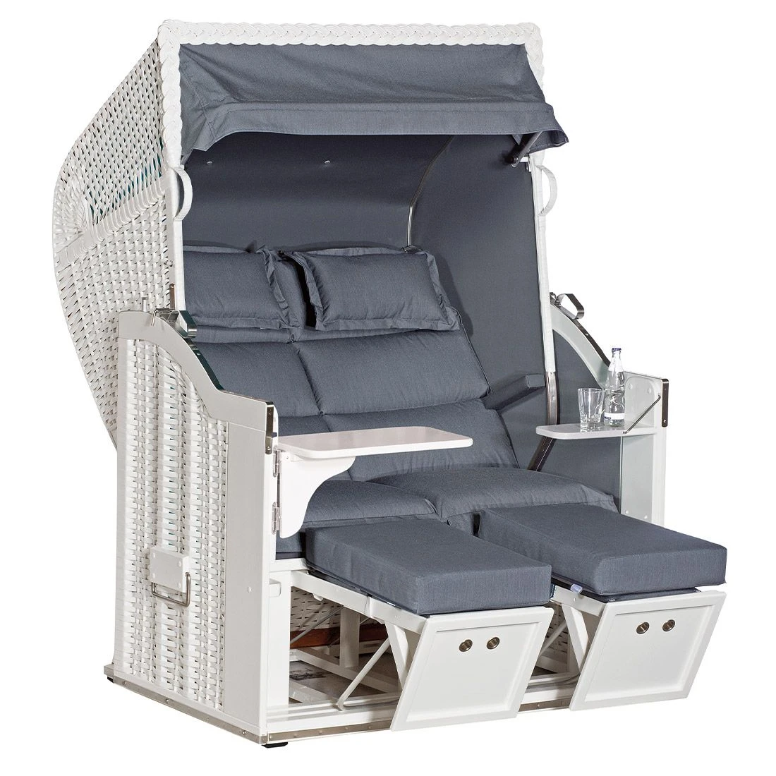 SonnenPartner Classic Strandkorb Geflecht/Fichte Weiß/Charcoal 3 SonnenPartner Classic Strandkorb Geflecht/Fichte Weiß/Charcoal