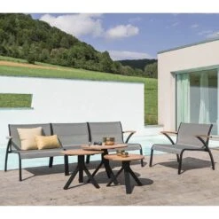 Stern Laris Lounge Mittelmodul Aluminium/Textilene Schwarz Matt/Leinen Grau -Gartenmöbel Geschäft stern laris mittelmodul aluminium textilene 1363101 3