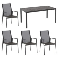 Sungörl Bornheim Gartenmöbel-Set 5-tlg. Tisch 160x90cm Anthrazit/Schwarz