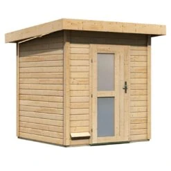 Wolff Finnhaus Lenja 40 Basic Saunahaus 196x196 Cm + Ofen 9kW Natur