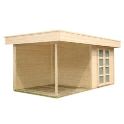 Wolff Finnhaus Varianta A Gartenhaus 500x250+Seitendach+Terrassenfussboden 250cm Natur