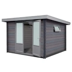 Wolff Finnhaus WPC-Trend D Gartenhaus 287x287cm + Doppeltür Grau