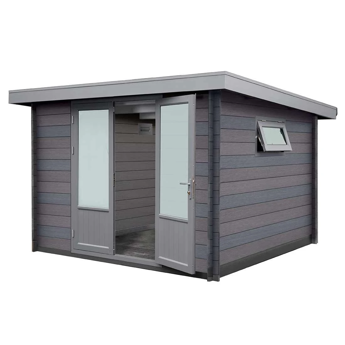 Wolff Finnhaus WPC-Trend D Gartenhaus 287x287cm + Doppeltür Grau 3 Wolff Finnhaus WPC-Trend D Gartenhaus 287x287cm + Doppeltür Grau