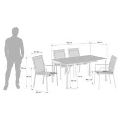 Zebra One Gartenmöbel-Set 5-tlg. Tisch 160x90cm Silber/Dunkelgrau -Gartenmöbel Geschäft zebra one gartenmoebel set 5 tlg tisch 160x90cm 1484651 3