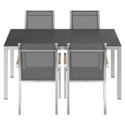 Zebra One Gartenmöbel-Set 5-tlg. Tisch 160x90cm Silber/Dunkelgrau -Gartenmöbel Geschäft zebra one gartenmoebel set 5 tlg tisch 160x90cm 1484651 4